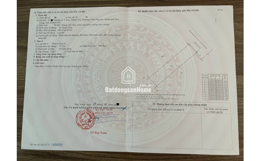 Bán Nhà 4 Tầng 76m² – Gần Biển Trần Phú – Sổ Hoàn Công